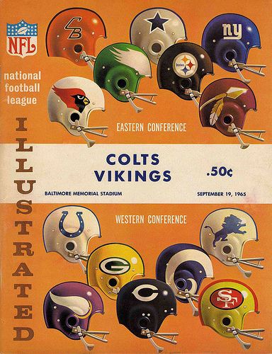 1965 vintage NFL Team Helmets, Eastern and Western Conference art Superbowl Logo, Nfl Football Helmets, Football Rooms, Nfl Vikings, Nfl Championships, Baltimore Colts, Nfl Vintage, Browns Football, Vikings Football