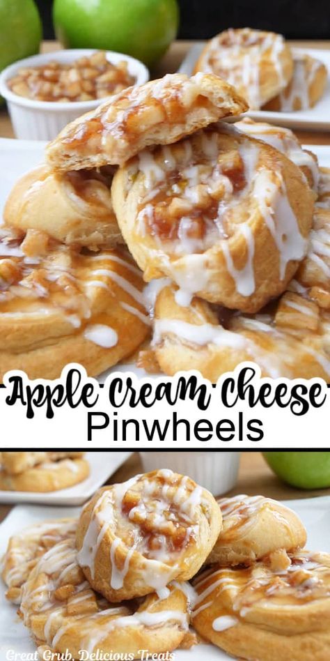 Puff Pastry With Apples, Apple Crescent Roll Dessert, Apple Pie Filling Desserts, Easy Puff Pastry Desserts, Cream Cheese Puffs, Crescent Roll Dessert, Cream Cheese Puff Pastry, Cream Cheese Pinwheels, Cream Cheese Roll Up