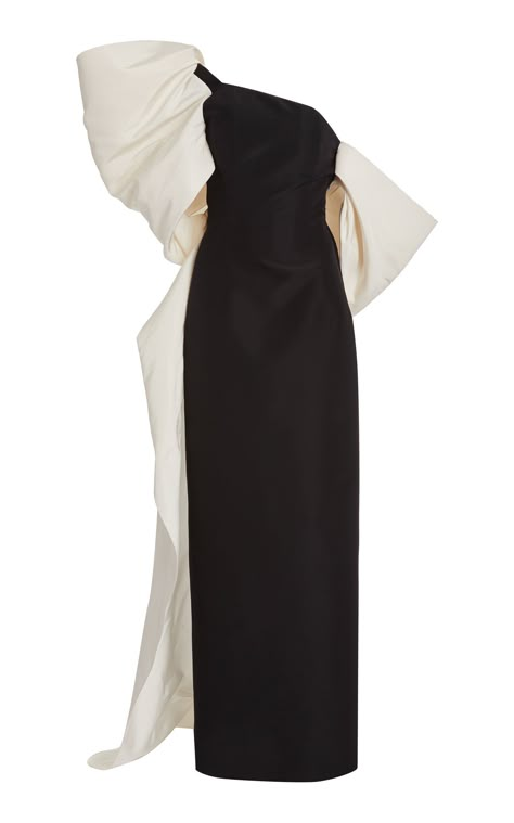 Moda Operandi Gown, Bow Gown, Faille Fabric, Wes Gordon, Black And White Dress, Bow Dress, Glam Dresses, Shoulder Design, Looks Style