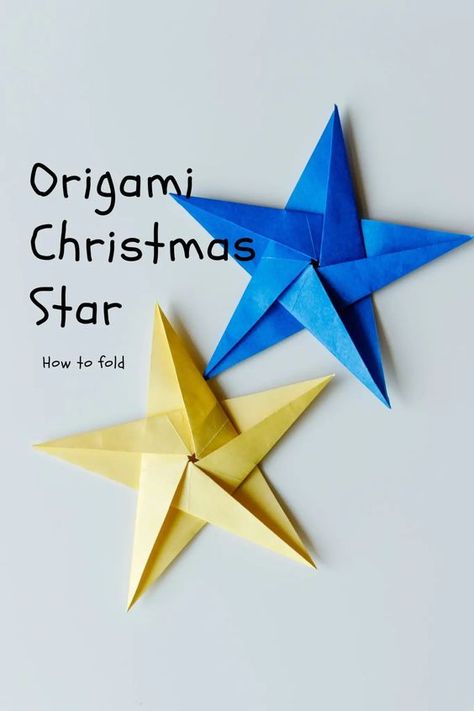 origami Christmas star | origamiok Folded Christmas Star, Christian Origami, Origami Stars Step By Step, Origami Nativity, Star Garland Diy, Origami Christmas Star, Easy Origami Star, Folded Paper Stars, Origami Garland