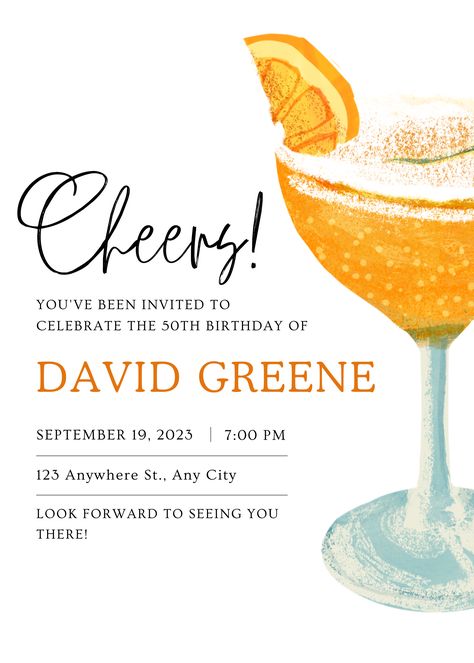 Cheers to another year of fabulousness! Raise your glasses high and get ready to celebrate in style with our chic and vibrant citrus themed adult cocktail birthday party invitations. It's time to shake things up and toast to an unforgettable night of laughter, love and friendship. Cocktail Birthday Party, Citrus Cocktail, Citrus Cocktails, Love And Friendship, Downloadable Templates, Digital Templates, Birthday Party Invitation Templates, Looking Forward To Seeing You, Watercolor Invitations