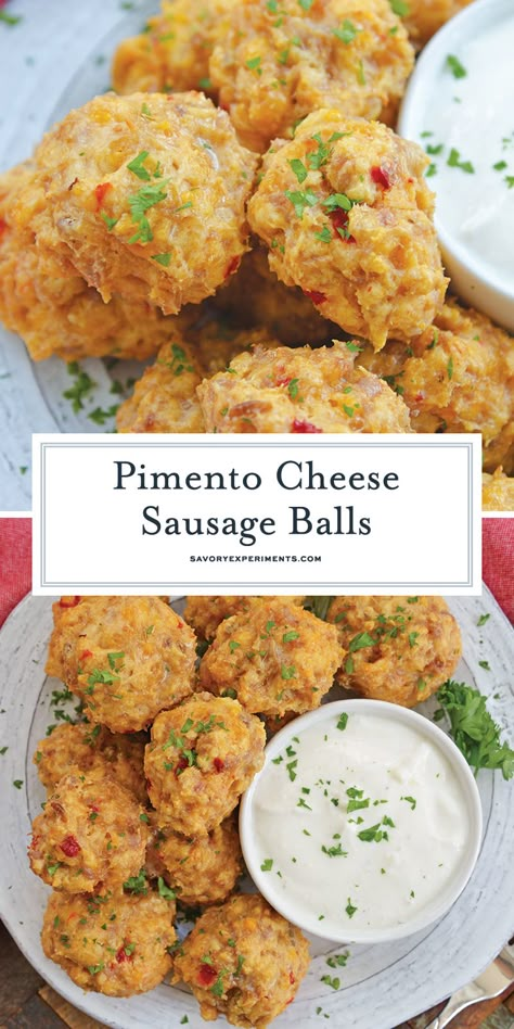 Sausage Ball With Pimento Cheese, Sausage Balls With Pimento Cheese Recipe, Pimento Sausage Balls, Palmetto Cheese Sausage Balls, The Best Sausage Balls, Pimento Cheese Uses, Sausage Balls Pimento Cheese, Sausage Pimento Cheese Balls, Recipes Using Pimento Cheese