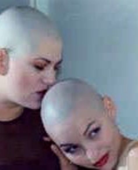 Cute Bald Couple Bald Couple, Lesbian Haircut, Female Mohawk, Skinhead Reggae, Shaved Hair Women, Girls With Shaved Heads, Bald Head Women, Shaved Head Women, Buzzed Hair