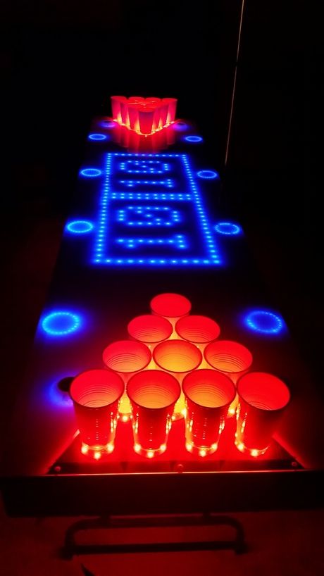 Introducing the most sophisticated beer pong table kit ever! Completely open-source and fully customizable! Led Beer Pong Table, 18th Party Ideas, 18th Party, Beer Pong Tables, Pong Table, Beer Pong, Drinking Games, Open Source, Bday Party