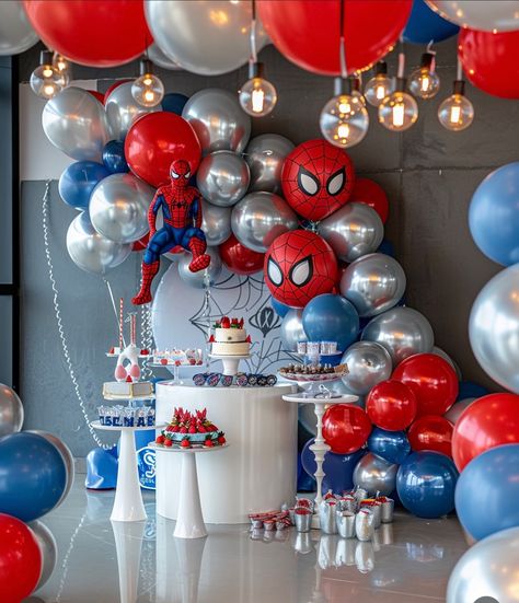 Spider Man Theme Birthday Decor, Blue And Red Birthday Party Decoration, Spider Man Birthday Party Decor, Spider Man Theme Birthday Party, Spider Man Birthday Ideas, Spider Man Decorations, Spiderman Party Ideas Decoration, Spider Man Decorations Birthday, Spider-man Party