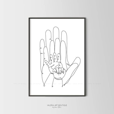 Family Handsone Line Artfamily of Fourfingers | Etsy Line Art Family, Family Hands, Dogs Paws, Families Hands, Minimalist Nursery, Pet Paw Print, Hand Lines, One Line Art, Family Wall Art