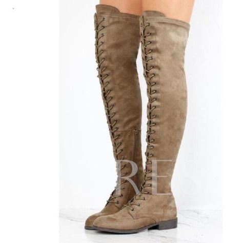 Plain Side Zipper Block Heel Round Toe Trendy Thigh High Boots Long Winter Boots, Brown Over The Knee Boots, Thick Heel Boots, Knee Boots Flat, Thigh High Boots Flat, Low Heel Flats, Zipper Boots, Thick Heels, Flat Boots