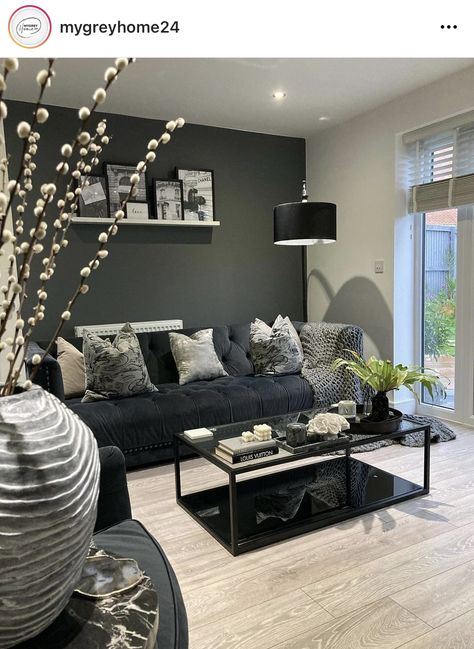 Dark Grey Sofa Living Room, Black Sofa Living Room Decor, Dark Grey Couch Living Room, Black Sofa Living Room, Dark Grey Living Room, Grey Sofa Living Room, Black Living Room Decor, Grey Couch Living Room, Living Room Decor Gray