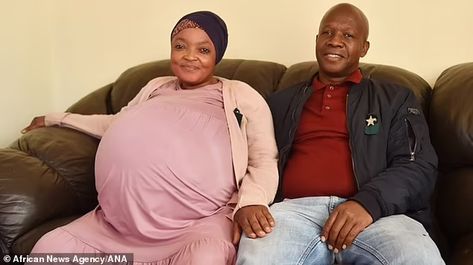 Woman who claims she gave birth to ten children in South Africa is admitted to psychiatric ward  | Daily Mail Online Woman Giving Birth, Vintage Maternity Clothes, Steve Biko, Belly Clothes, Multiple Births, Psychiatric Ward, Vintage Maternity, Pretty Pregnant, Big Belly