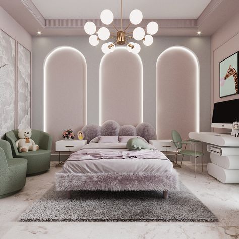 Contemporary Girls Bedroom, Elegant Girls Bedroom, Rich Girl Bedroom, Girls Bedroom Green, Pink Girl Room Decor, Mint Bedroom, Pink Bedroom For Girls, Study Room Design, Kids Bedroom Inspiration