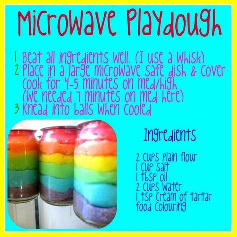 Microwave Play dough Playdough Recipe, Play Dough, Cream Of Tartar, Dough Recipe, Craft Activities, Projects For Kids, Diy For Kids, Fun Activities, Kids Playing