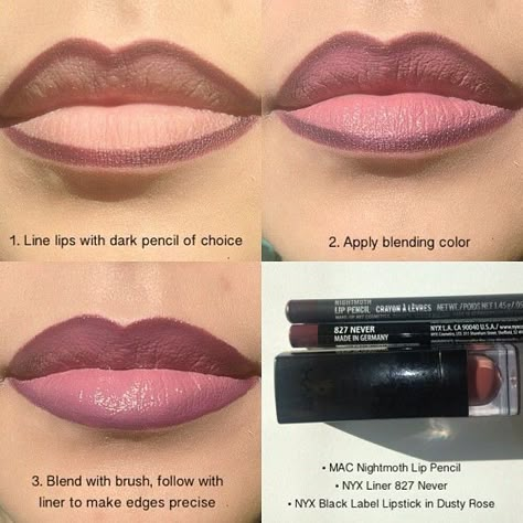 Makeup Bibir, Ombre Lipstick, Lip Combos, Lip Makeup Tutorial, Ombre Lips, Lip Liners, Eye Makeup Steps, Dark Skin Makeup, Lipstick Makeup