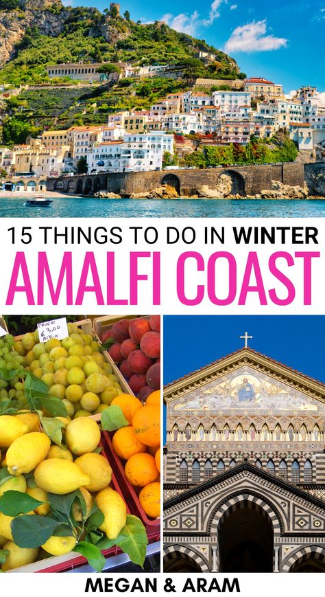 Are you looking for the best things to do on the Amalfi Coast in winter? This guide will detail weather info, Christmas tips, and beyond! Learn more here. | Amalfi winter | Sorrento winter | Winter in Amalfi | Italy in winter | Amalfi Coast in November | Amalfi Coast in December | Christmas Amalfi Coast | Amalfi Coast in January | Amalfi Coast in February | Amalfi Coast in March Amalfi Coast In March, Sorrento Italy Winter, Positano Winter, Italy In February, Italy In January, Italy In December, Italy In Winter, Costa Amalfi, Italy In March