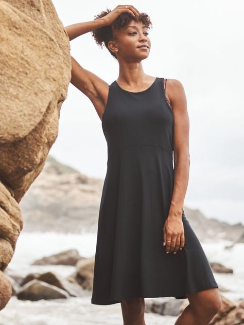 The Most Comfortable Dresses and Jumpsuits From Athleta Athleta Dress, Sport Dress, Black Dresses Casual, Pocket Dress, Black Sleeveless, High Neckline, Fit Flare Dress, Long Sleeve Casual, Long Maxi Dress