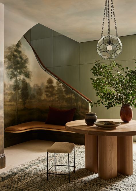 West Village Townhouse, Table Bench, Custom Murals, Wood Ceilings, West Village, Through The Window, Step Inside, Interior Design Firms, Architectural Digest