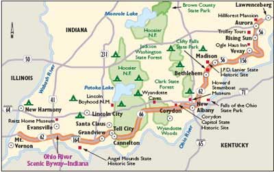 Indiana Scenic Drives: Ohio River Scenic Byway  http://adventure.howstuffworks.com/scenic-drive-in-indiana-ohio-river-scenic-byway-ga.htm Ohio State Parks, Indiana Travel, Tourist Map, Map Travel, River Road, Ohio River, Gas Mileage, Scenic Byway, More Water