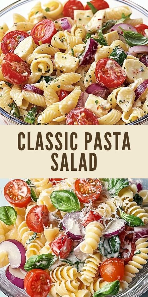 🥗 Whip up this classic pasta salad that's perfect for BBQs, potlucks, or meal prep! Loaded with fresh veggies, pasta, and a tangy dressing, it’s a quick and easy side dish everyone will love. Make ahead for a hassle-free party dish! 🍅🫑 #PastaSalad #PotluckRecipes #BBQSideDish #EasySalads #MealPrepIdeas 🥒✨ Pasta Salad Homemade Dressing, Good Pasta Salad Recipes, Creamy Pasta Salad Recipes Cold, Classic Pasta Salad Recipes, Pasta Salad Recipes With Mayo, Make Ahead Pasta Salad, Easy Cold Pasta Salad Recipes, Best Pasta Salad Ever, Best Pasta Salad Recipe