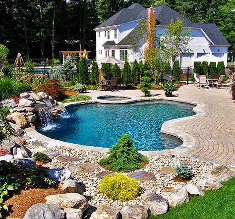 Aqua Pool on Instagram: Big or small Aqua Pool and Patio uses your space to create the best... Backyard Pool House, Gunite Swimming Pool, Pool And Patio, Freeform Pools, House Pictures, Gunite Pool, Pools Backyard, Pool Construction, Pool Photos