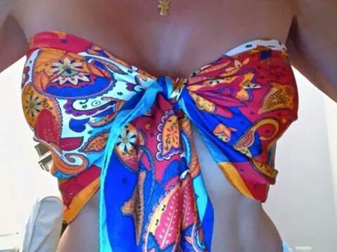 Scarf bikini bra Bathing Suit With Scarf, Bounty Hunters, Diy Scarf, Bandeau Bra, Scarf Top, Diy Clothing, Holiday Outfit, Beach Babe, Style Tips