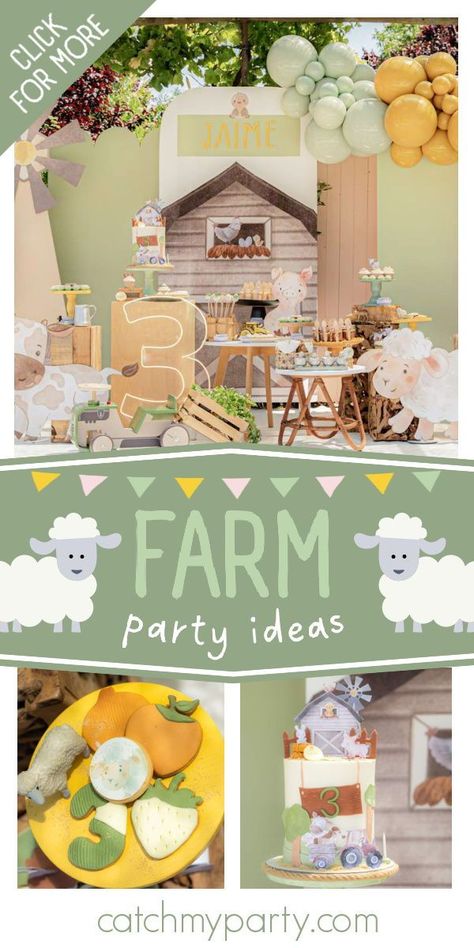 Check out this fun farm-themed birthday party! The cake is fantastic! See more party ideas and share yours at CatchMyParty.com Farm Themed Birthday Party Boys, Farm Themed Birthday Party Decorations, Farm Party Food Ideas, Farm Themed Food Ideas, Farm Themed Birthday Party Food, Farm Theme Birthday Cake, Farm Themed Birthday Cake, Farm Birthday Party Food Ideas, Farm Cake Ideas