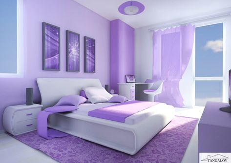 purplee Purple Theme Room Bedroom, Small Purple Bedroom, Purple And White Room, Bedroom Wall Colour Combination, Room Color Ideas Bedroom, Deco Violet, Purple Bedroom Decor, Purple Room Decor, Beautiful Bedroom Colors