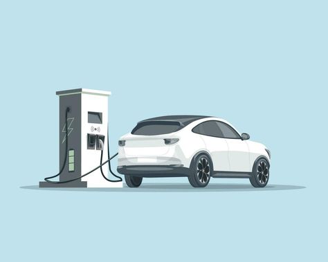 Electric Vehicle Poster, Ui Illustration, Electric Car Charging, Car Icons, Ev Charger, Electric Vehicle, Electric Car, Power Station, Charging Station