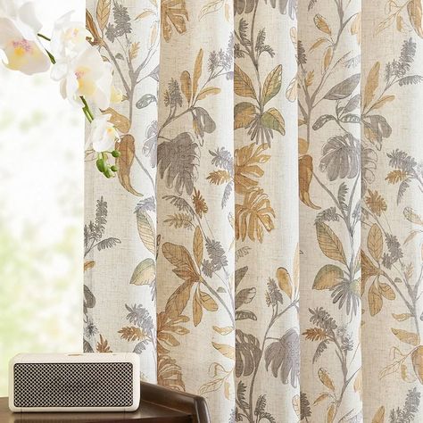 Amazon.com: jinchan Linen Curtains for Living Room 96 Inches Long Tropical Leaf Print Botanical Curtains Flax Farmhouse Country Curtains Rod Pocket Light Filtering Window Drapes Set, 2 Panels, Yellow : Home & Kitchen Boho Curtains Living Room, Botanical Curtains, Linen Window Treatments, Curtains Style, Country Curtains, Tropical Leaf Print, Drape Panel, Curtains For Living Room, Farmhouse Country