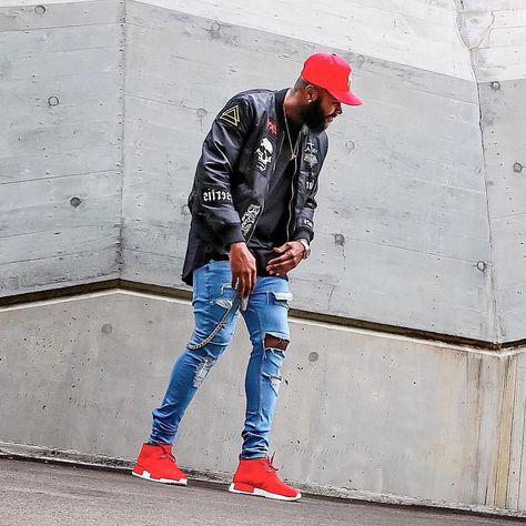 @armandotokoss: OOTD 🔨 FRIDAY FLOW ❕ Jacket @hm Tee @newlookprteam Jeans @topman Shoes @adidasnmd @adidasoriginals… Red Sneakers Outfit Mens, Red Shoes Outfit Men, Sneakers Men Outfit, Red Sneakers Outfit, Red Sneakers Men, Red Shoes Outfit, Sneakers Outfit Men, Top Shoes For Men, Dope Fits