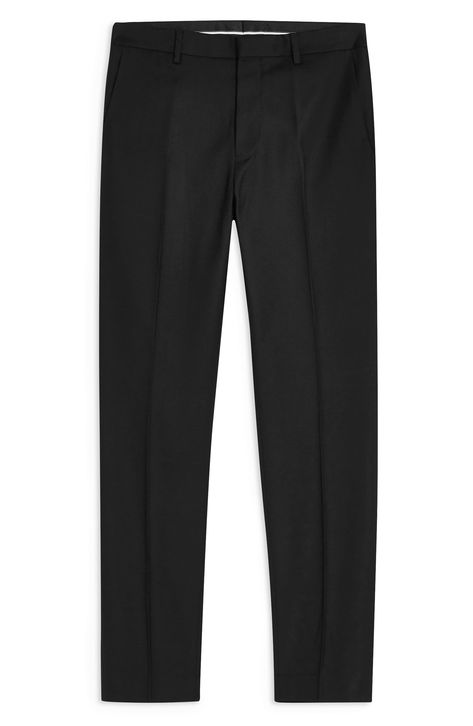 A subtly textured weave distinguishes skinny-cut pants done in black with crisp creases down the legs and a look that can go either casual or formal. Style Name:Topman Skinny Fit Textured Pants. Style Number: 5955969. Black Hoco Fit Men, Men’s Black Pants, Formal Pant Men, Black Slacks Outfit Men, Black Trousers Outfit Men, Slacks Outfit Men, Mens Black Trousers, Black Mens Pants, Black Pants Outfit Men