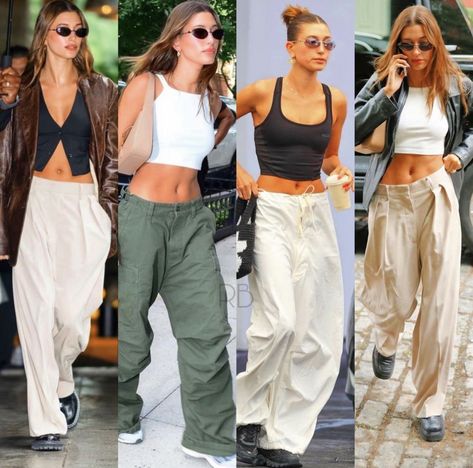 Hailey Bieber Parachute Pants, Pants Street Style, Hailey Bieber Street Style, Fashionista Style, Streetstyle Fashion, Hailey Baldwin, Hailey Bieber, Athleisure, Parachute Pants