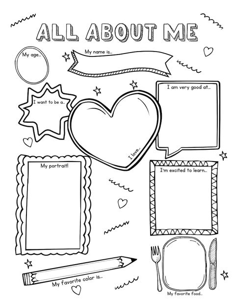 Get To Know You Worksheets For Kids, All About Me Homeschool, Get To Know Me Crafts For Kids, Introduction Activities For Kids, All About Me Elementary Free Printable, My Birthday Worksheets For Kids, All About Me Project Ideas, All About Me Elementary, About Me Questions For Kids