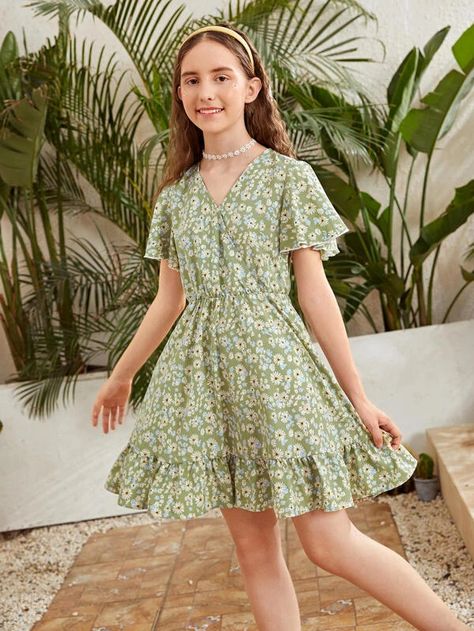 Casual Teen Dress, Olive Outfits, Frock For Teens, Frock Designs For Girl, Posh Dresses, Girls Spring Outfits, Kids Summer Dresses, Beachy Dresses, Dresses Shein