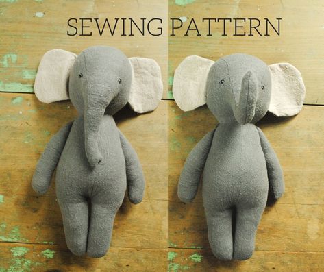 Elephant Soft Toy, Elephant Stuffed Animal, Elephant Toy, Sewing Stuffed Animals, Doll Sewing, Doll Sewing Patterns, Elephant Pattern, Cat Doll, Plush Pattern