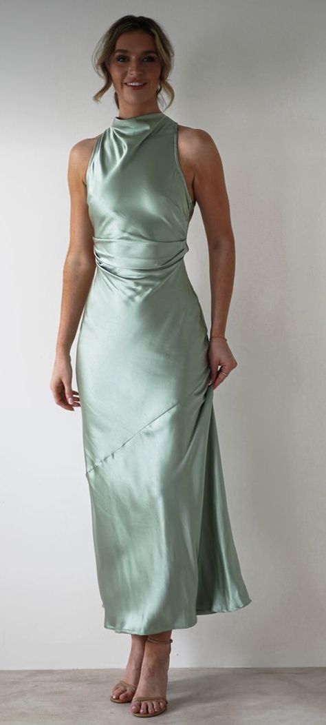 Aquamarine Dress, Black Tie Bridesmaids, Dress Sage Green, Sorority Recruitment Outfits, Light Green Dress, Recruitment Outfits, White Bridal Dresses, Dress Sage, Maxi Dress Wedding Guest