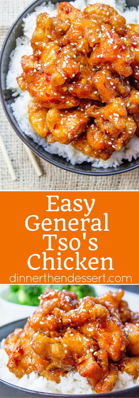 General Tso's Chicken is a favorite Chinese food takeout choice that is sweet and slightly spicy with a kick from garlic and ginger. Easy General Tso Chicken, Chinese Food Takeout, General Tso's Chicken Recipe, Recipes Chinese, General Tso's Chicken, Tso Chicken, Garlic And Ginger, General Tso Chicken, Mapo Tofu