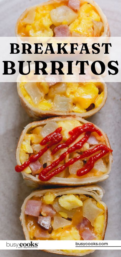 Make the burritos, roll them in foil, and pop them in the freezer! Then when you need a hot breakfast in a hurry, just pull one out and zap it in the microwave. Breakfast has never been easier. Make Ahead Breakfast Burritos, Microwave Breakfast, Freezer Breakfast Burritos, Savory Ham, Hot Breakfast, Dinner Recipes Easy Quick, Dinner Options, Crispy Potatoes, Make Ahead Breakfast