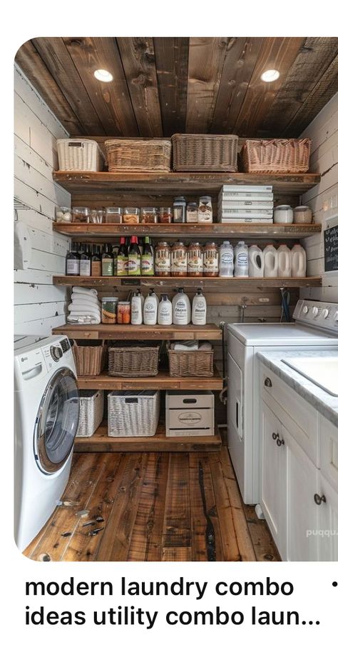 Old Farmhouse Laundry Room, Walk In Laundry Room Ideas, Mobile Home Storage, Pantry And Laundry Room Combo, Pantry And Laundry Room Combo Layout, Mud Laundry Room Combo, Aesthetic Laundry Room, Laundry Room Pantry Combo, Bathroom And Laundry Room Combo