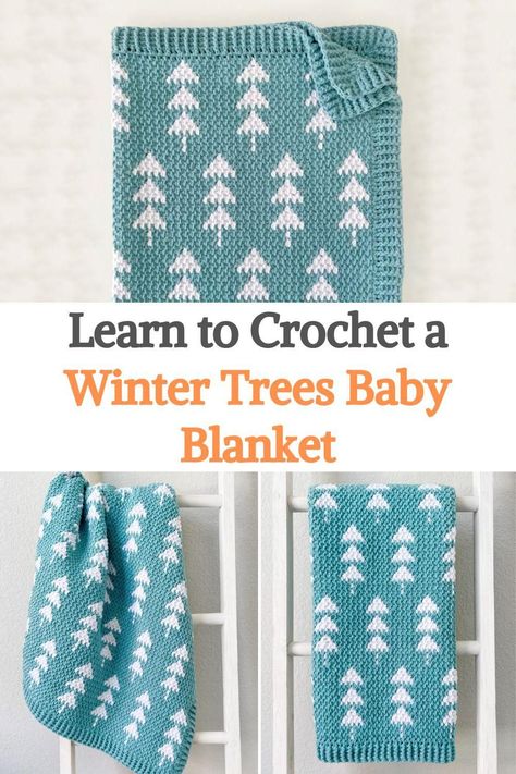 Mountain Blanket Crochet Pattern, Crochet Tree Blanket Pattern Free, Mountain Baby Blanket Crochet, Crochet Forest Baby Blanket, Crochet National Park, Mountain Blanket Crochet, Mountains Crochet Blanket, Woodland Baby Blanket Crochet Pattern, Forest Baby Blanket Crochet