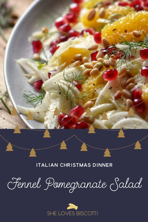 A close up photo of am Italian fennel salad. Italian Christmas Salad, Pomegranate Arils Recipe, Fennel Salad With Oranges, Fennel And Orange Salad Recipe, Citrus Fennel Salad, Fennel Beet Orange Salad, Arugula Fennel Orange Salad, Grilled Fennel, Orange Salad Recipes