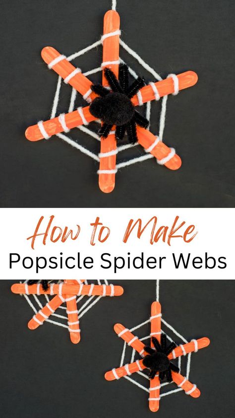 Craft an easy and festive Halloween atmosphere with our popsicle stick spiderweb project. This simple DIY allows you to create charming spiderwebs, adding a touch of spooky creativity to your seasonal decorations. Spiderweb Popsicle Sticks, Pumpkin Popsicle Stick Craft, Popsicle Stick Spider Web, Popsicle Halloween Crafts, Spiderweb Crafts For Kids, Popsicle Stick Crafts Halloween, Popsicle Stick Halloween Crafts, Spiderweb Craft, Popsicle Sticks Halloween Crafts