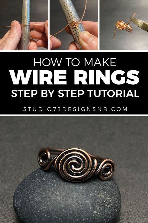 Diy Ring Tutorial, Wire Wrapped Jewelry Beginner, Wire Wrapped Jewelry Ideas, Basic Wire Wrapping, Simple Wire Wrapping, Wire Jewelry Diy Tutorial, Wire Wrapped Jewelry Rings, Diy Rings Tutorial, Rings Tutorial