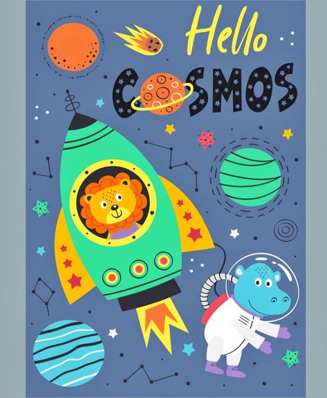 Spaceship Illustration, Astronaut Illustration, Space Theme Party, Star Illustration, Space Illustration, Fairytale Illustration, Book Design Layout, Cartoon Background, Love Illustration