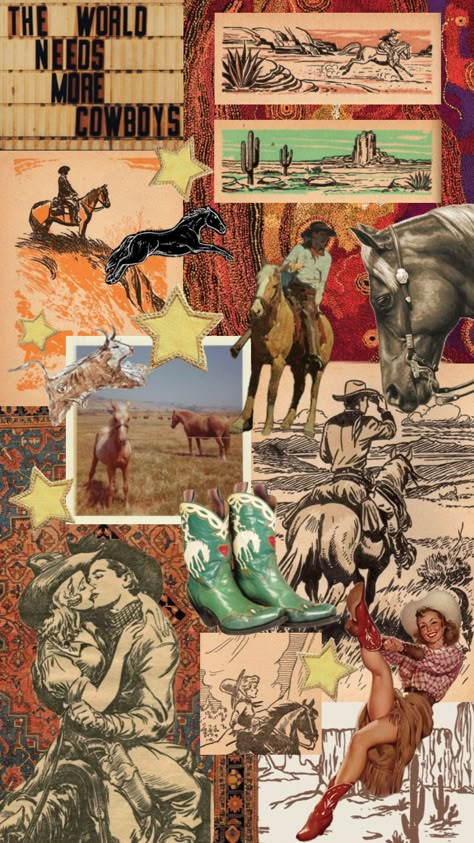 #vintage #western #cowboy #nature #horse #collage #collageart #cowgirl Vintage Western Aesthetic, Horse Collage, Americana Aesthetic, Western Prints, Cowboy Love, Western Artwork, Cowboy Aesthetic, Western Wall Art, Iphone Wallpaper Fall