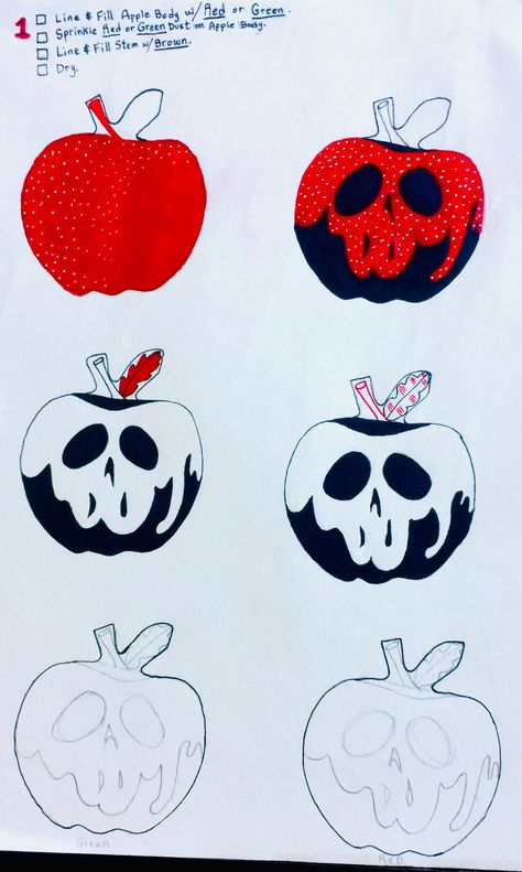 Poison Apple Cookies Decorated, Poison Apple Cookies, Fairytale Cookies, Scary Halloween Cookies, Halloween Candy Apples, Handmade Halloween Decorations, Halloween Apples, Cookies Decoradas, Apple Cookies