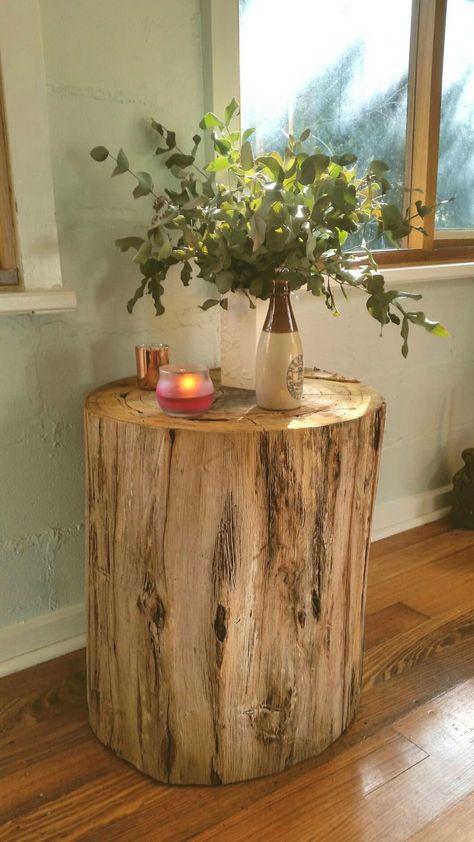 Tree Stump Side Table, Rustic Bedside Table, Tree Stump Table, Log Table, Stump Table, Wood Stumps, Garden Rustic, Funky Junk, Wood Creations