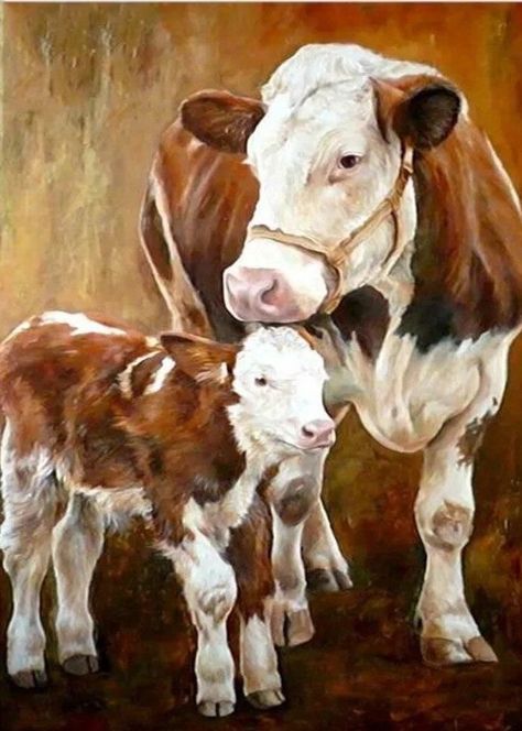 Cow Pictures, Cow Calf, Cow Painting, Cow Art, Hereford, A Cow, Cross Paintings, Arte Animal, Diy Prints