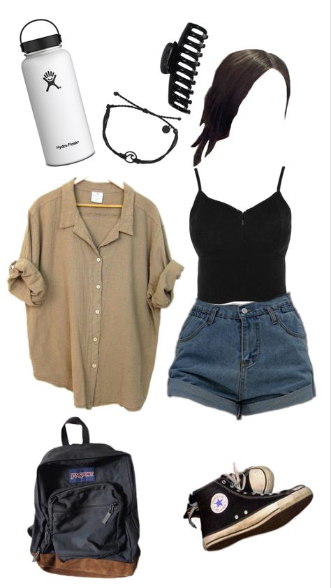 Robin Arellano Outfit Ideas, Cute Summer Grunge Outfits, Outfit Layout School, Vintage Tomboy Outfits, Cute Grunge Summer Outfits, Baggy Fits Summer, Summer Clothes Grunge, The 100 Outfits Inspiration, Summerween Outfit