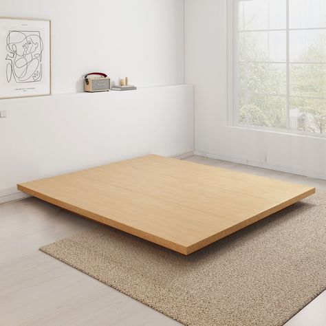 Loft Japandi Platform Bed Base, Super King Low Platform Bed Japanese Style, Low Bed Frames Japanese Style, Low King Bed, Japanese Bed Base, Queen Bed Ideas For Small Rooms, Japandi Bedroom Furniture, Asian Bed, Quiet Bedroom, Japandi Bed Frame