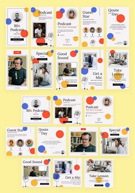 Podcast Instagram Post and Story Templates PSD Podcast Instagram Post, Ig Grid, Instagram Posts Template, Social Media Design Ideas, Podcast Instagram, Insta Story Idea, Best Instagram Stories, Music Instagram, Journal Entry