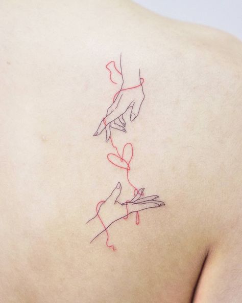 Red Thread Of Fate Tattoo, Red String Of Fate Tattoo, Red String Tattoo, String Tattoo, Fate Tattoo, Promise Tattoo, String Of Fate, Red String Of Fate, Pisces Tattoos